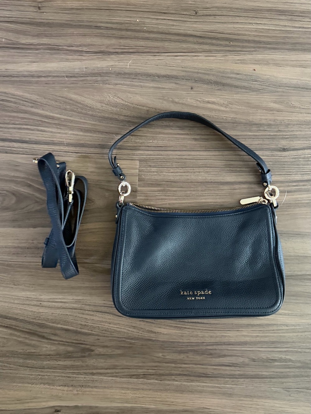 Kate Spade Navy Pebbled Leather Shoulder Bag